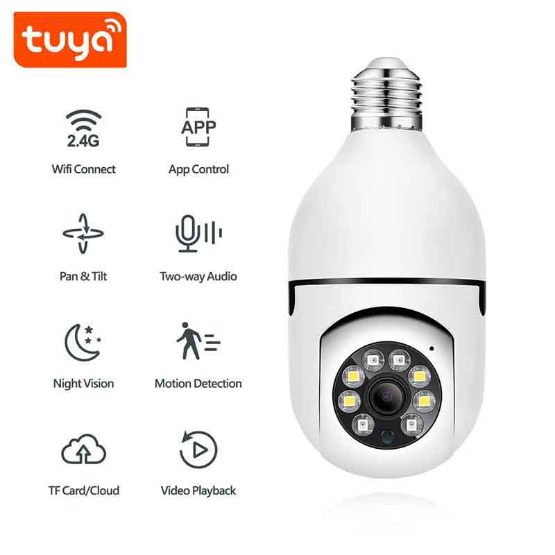 Caméra Wifi Dome E27 PTZ Blanc AC100-240V