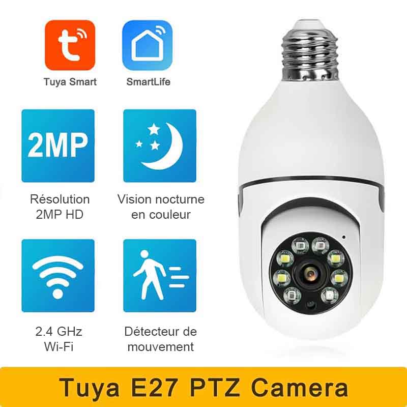 Caméra Wifi Dome E27 PTZ Blanc AC100-240V