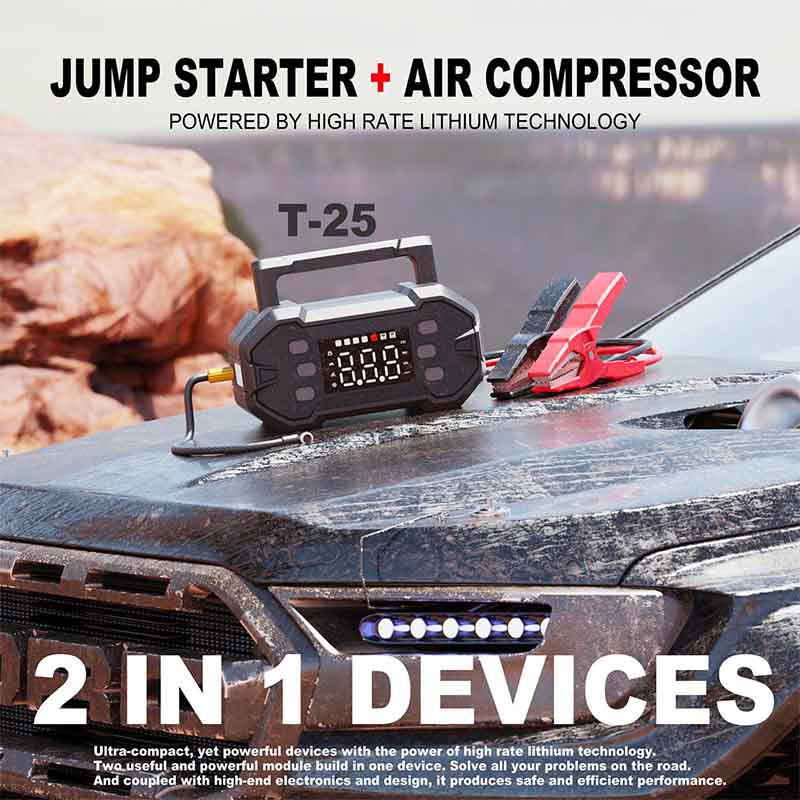 Booster de batterie S-T25 series 4en1 Gonfleur/LED/Chargeur USB DC12V - 5