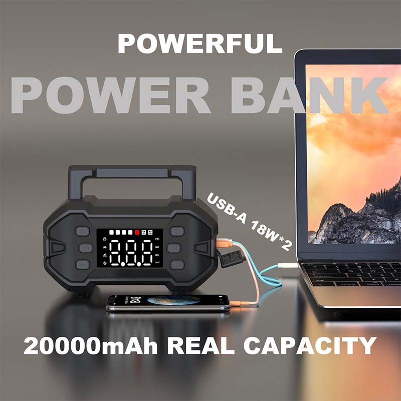 Booster de batterie S-T25 series 4en1 Gonfleur/LED/Chargeur USB DC12V - 8