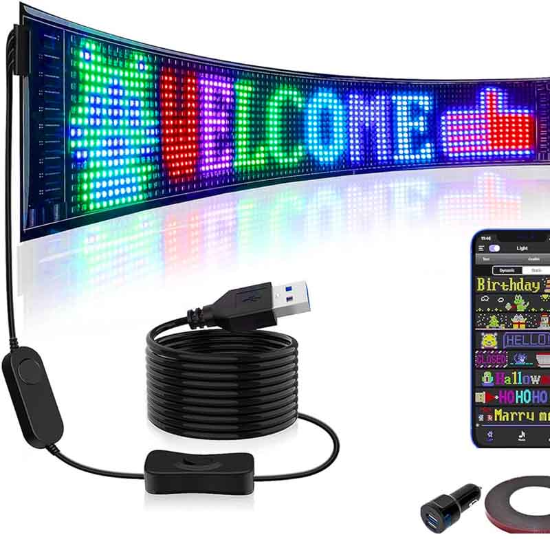 Écran LED programmable USB avec télécommande et APP