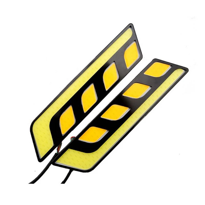 Feux de jour clignotant rigide COB Blanc 6000K/Orange DC12-24V