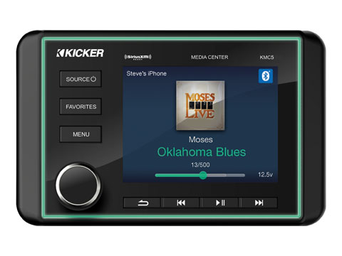 Autoradio marine KM Bluetooth USB FM AUX 2 Zones SiriusXM NMEA Kicker 139,7*88,9*33mm E76,2*127mm KI-46KMC5