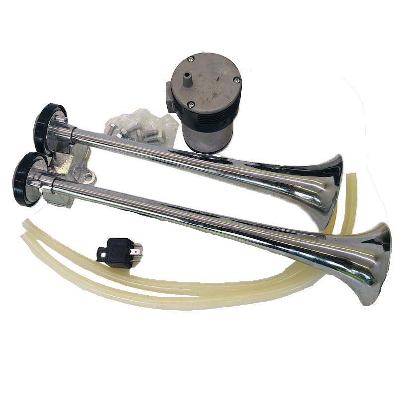 Klaxon électrique 2 Trompes Métal Chromé DC12V DLGR-607