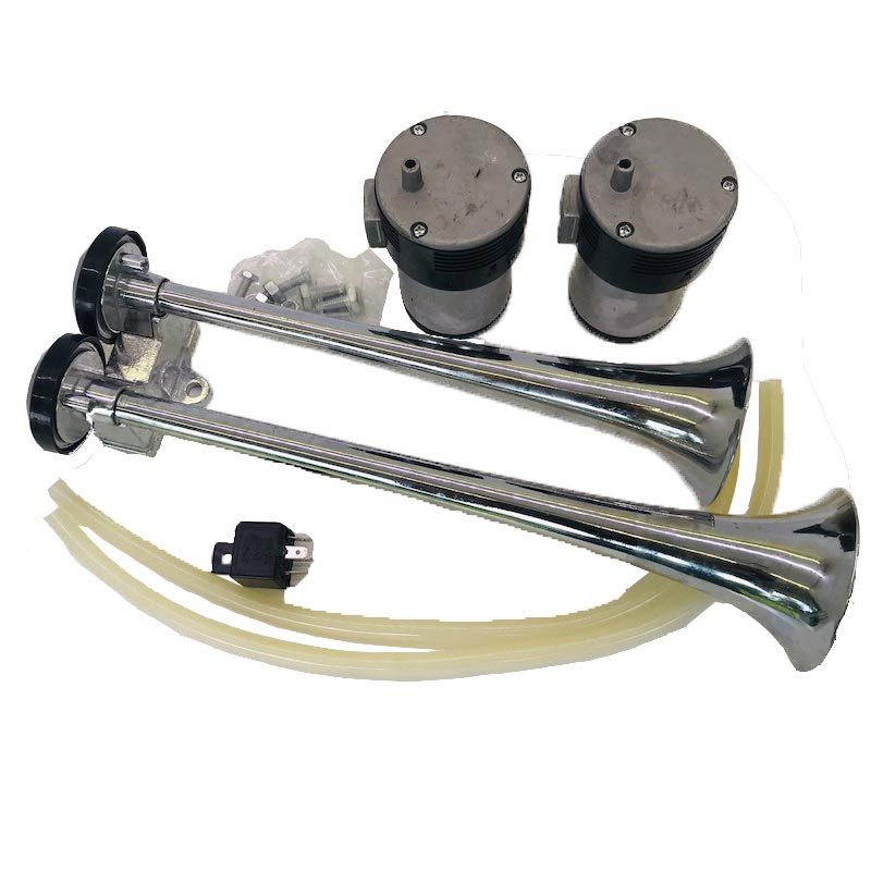 Klaxon électrique 2 Trompes Métal Chromé DC12V DLGR-621-1