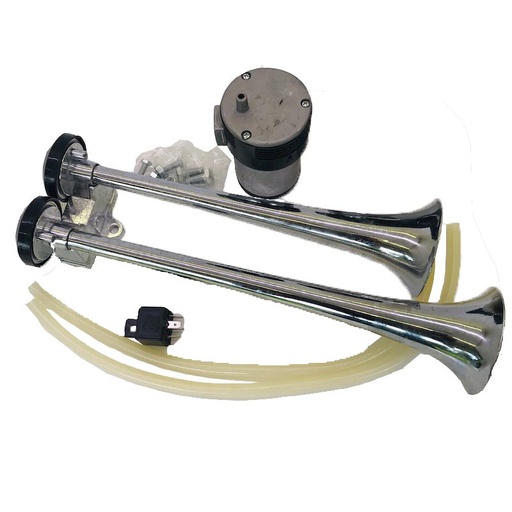 [AUTKLA55075] Klaxon électrique 2 Trompes Métal Chromé DC12V DLGR-607