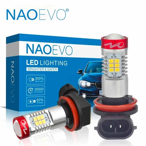 [AUTLED55884] Ampoules LED H11/H8 21SMD2835 6W 1300Lm Blanc 6000K DC12V (copie)